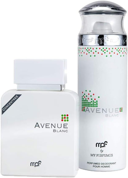 Mpf Avenue Blanc Perfume Gift Set For Men, Eau De Parfum, 100 ml + Perfume Spray 200 ML