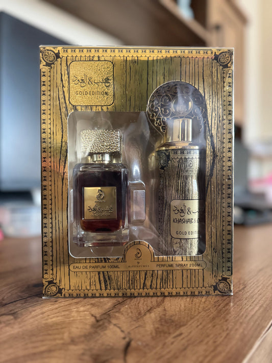 Arabiyat Khashab & Oud Gold EDP 100ml + Perfume spray 200ml, Gift set for Men & Women